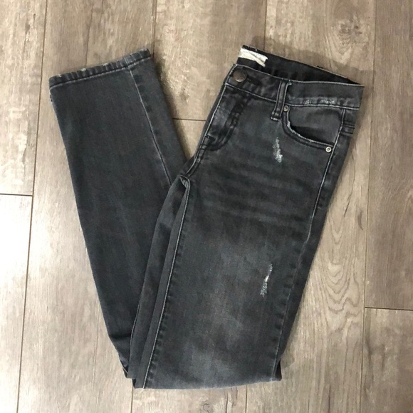 Free people faded black distressed denim jeans 25 - Picture 1 of 6